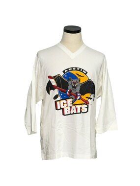 Austin Ice Bats 90s Single-Stitched Graphic Tee M/L White Fruit Of The Loom